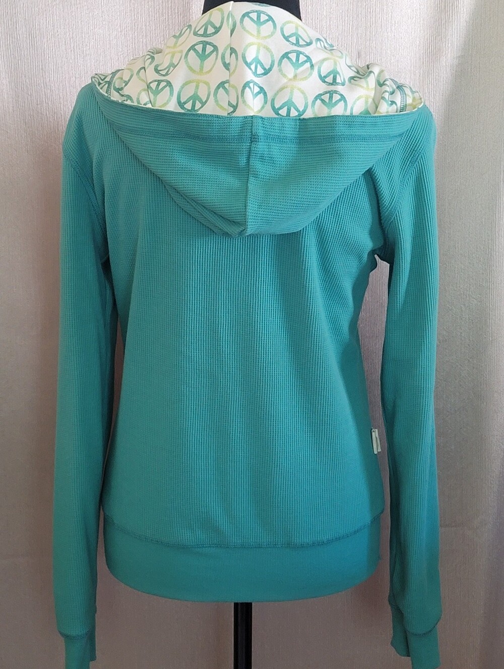 Peace Sign Zip Hoodie in Mint and Teal - Picture 7 of 7